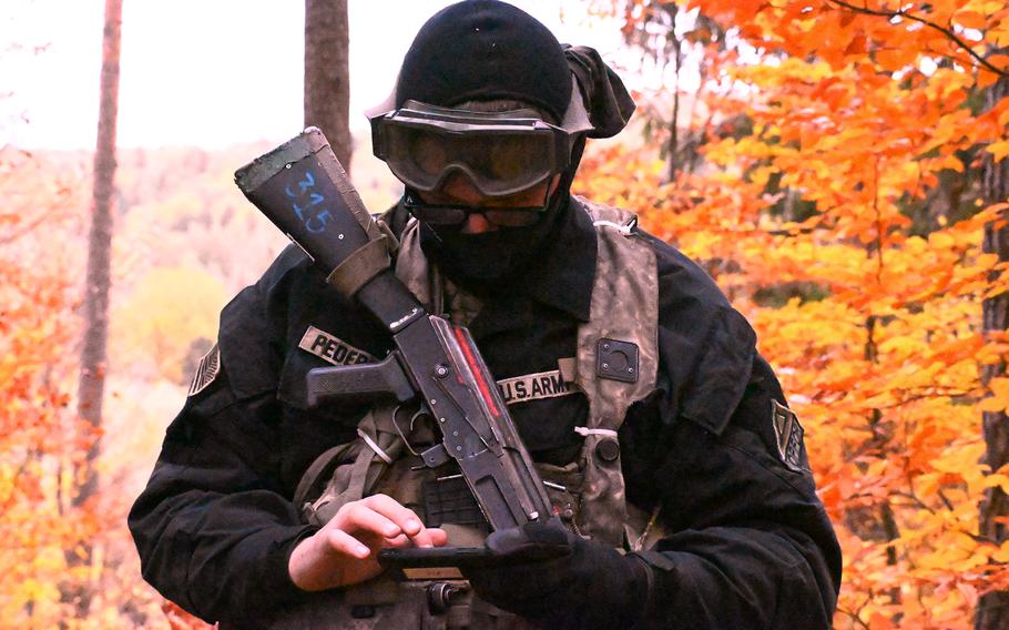 A U.S. Army soldier using Groundpath Auto-Router during a field exercise in Germany.